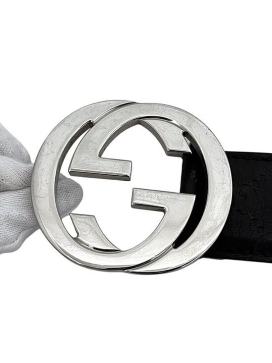 Gucci Belt Black Interlocking 95 38 Waist 100 40 Leather GG Logo Buckle main image 10